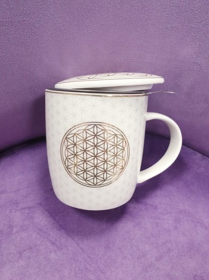 Set Teetasse »Blume des Lebens« – 400 ml inkl. Teesieb - zum Schließen ins Bild klicken