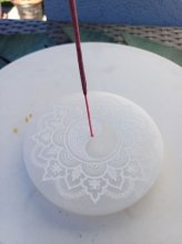 Räucherstäbchenhalter -Selenit - Yin/Yang - 10 cm
