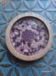 Untersetzer - Lotus - Rosenquarz & Amethyst - 10 cm