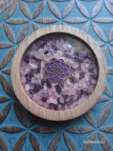 Untersetzer - Lotus - Rosenquarz & Amethyst - 10 cm