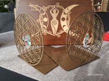 Blume des Lebens« Buchstützen mit Kristall, 2er Set