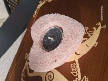 Herzförmiger Teelichthalter aus Rosenquarz 9x3 cm