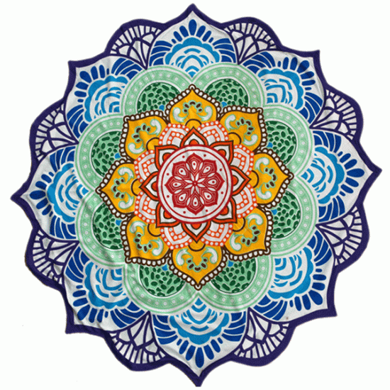 Decke »Mandala« in Chakrafarben - 150 cm Durchmesser - zum Schließen ins Bild klicken