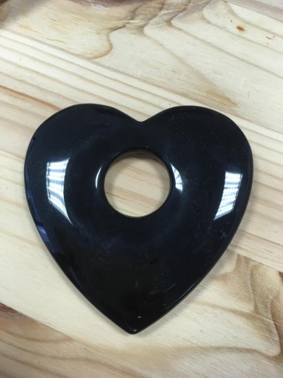 Obsidian, Donut-Herz, Unikat - zum Schließen ins Bild klicken
