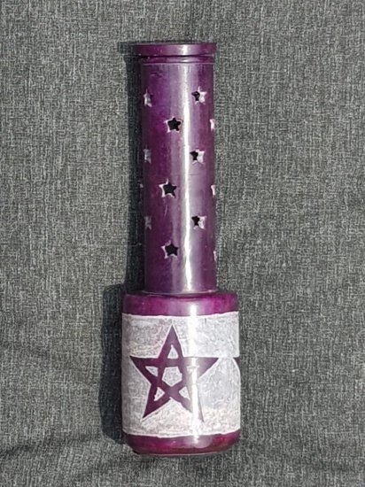 Räucherturm - Speckstein - Pentagram -lila - zum Schließen ins Bild klicken