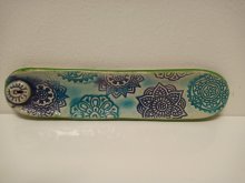Räucherstäbchenhalter - Unikat- Mandala Blumen blau/grün