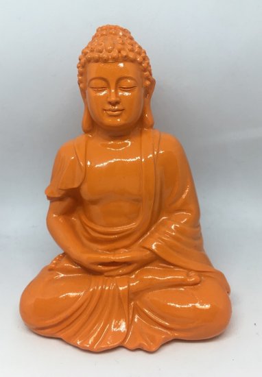 Buddha-Figur orange - zum Schließen ins Bild klicken