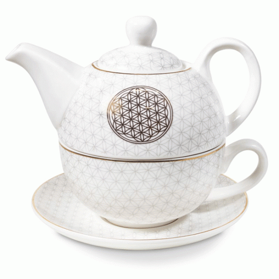 Tea for one - Teekanne / Teetasse Set - Blume des Lebens - zum Schließen ins Bild klicken