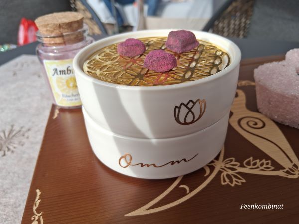 Räucherschale »Blume des Lebens & OM « Ø 9 cm - zum Schließen ins Bild klicken