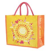 Jutetasche gelb/orange/pink ca. 40x 34 cm - zum Schließen ins Bild klicken