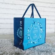 Jute-Tasche türkis-blau / ca . 40 x 34 cm - Spirit of OM - zum Schließen ins Bild klicken